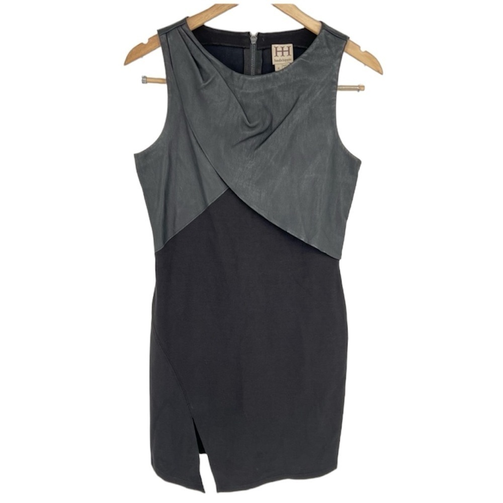 Haute Hippie Lamb Leather Bodice Sheath Dress Women’s Black Sleeveless Size‎ 6